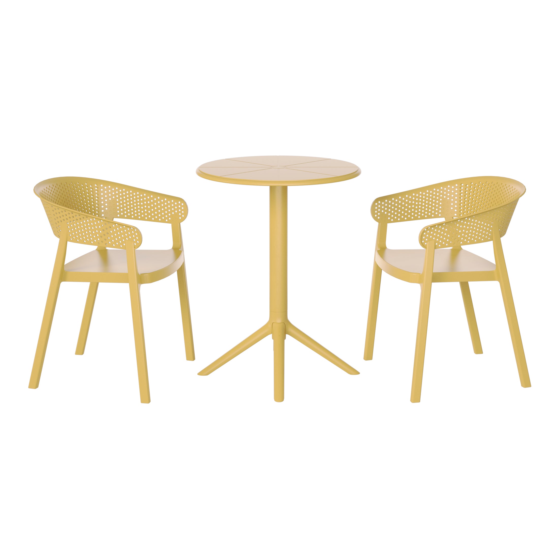 Playa 3-Piece Outdoor Resin Patio Bistro Table Set with Stackable Patio Dining Side Chairs