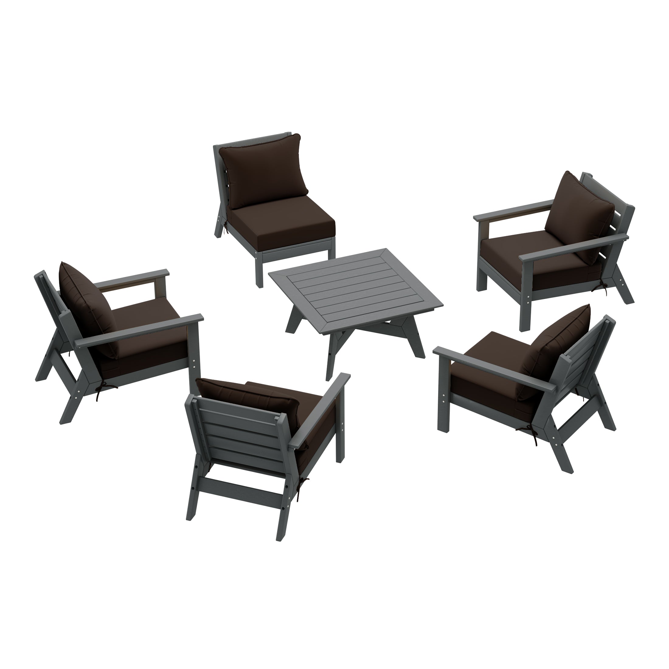 Avalon Outdoor 6-Piece Modular Sectional Patio Furniture Sofa Set in Gray Frame