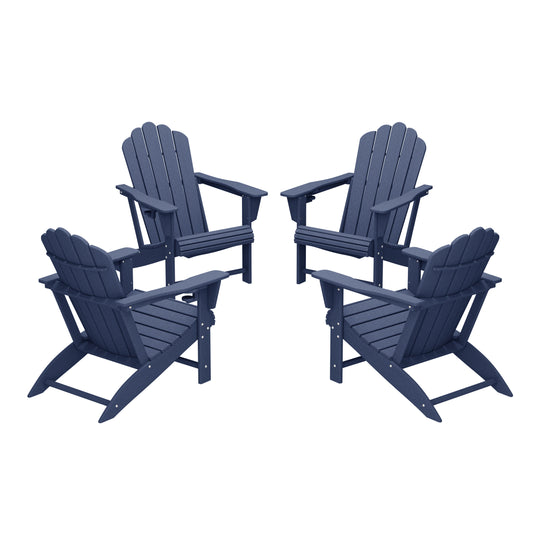 Highland Outdoor Patio HDPE Adirondack Chairs With Cup Holders (Set of 4)