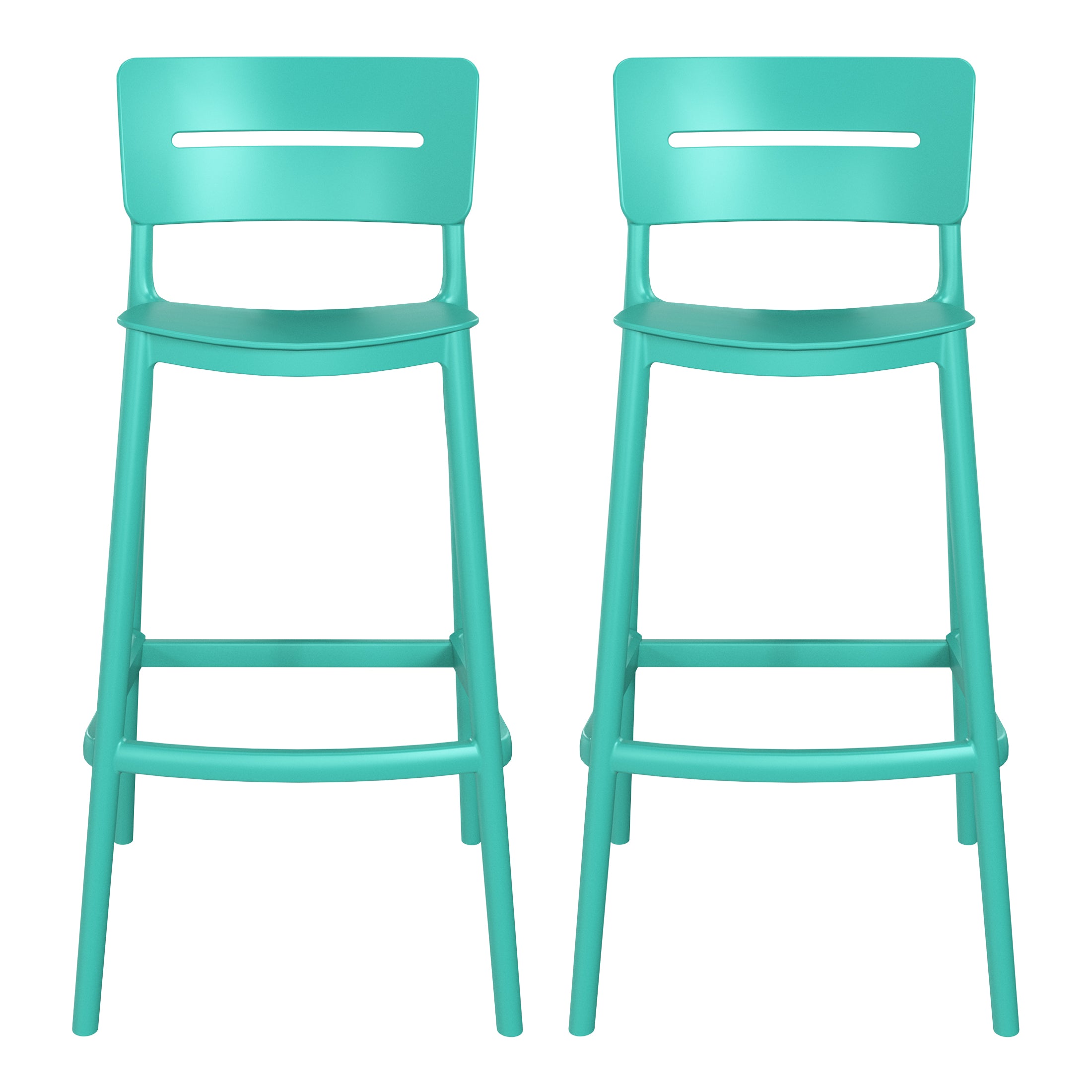 Playa Stackable Polypropylene Resin Plastic Outdoor Patio Bar Stools (Set of 2)