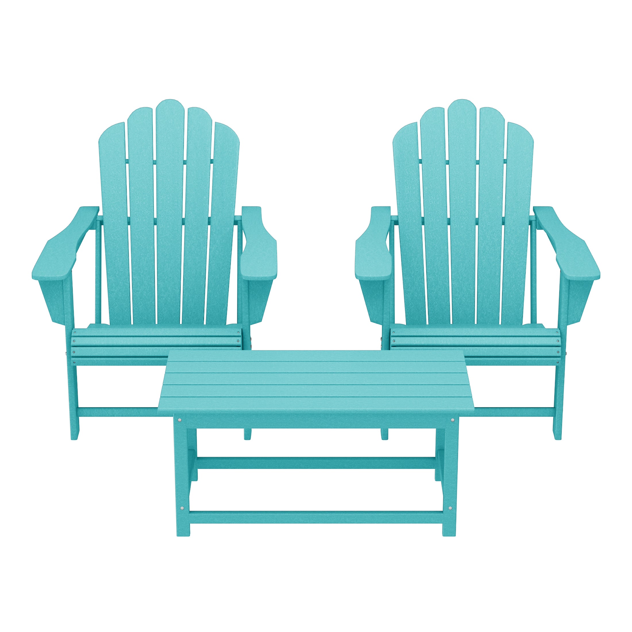 Highland 3-Piece Adirondack Chairs with Cup Holders and Coffee Table Set
