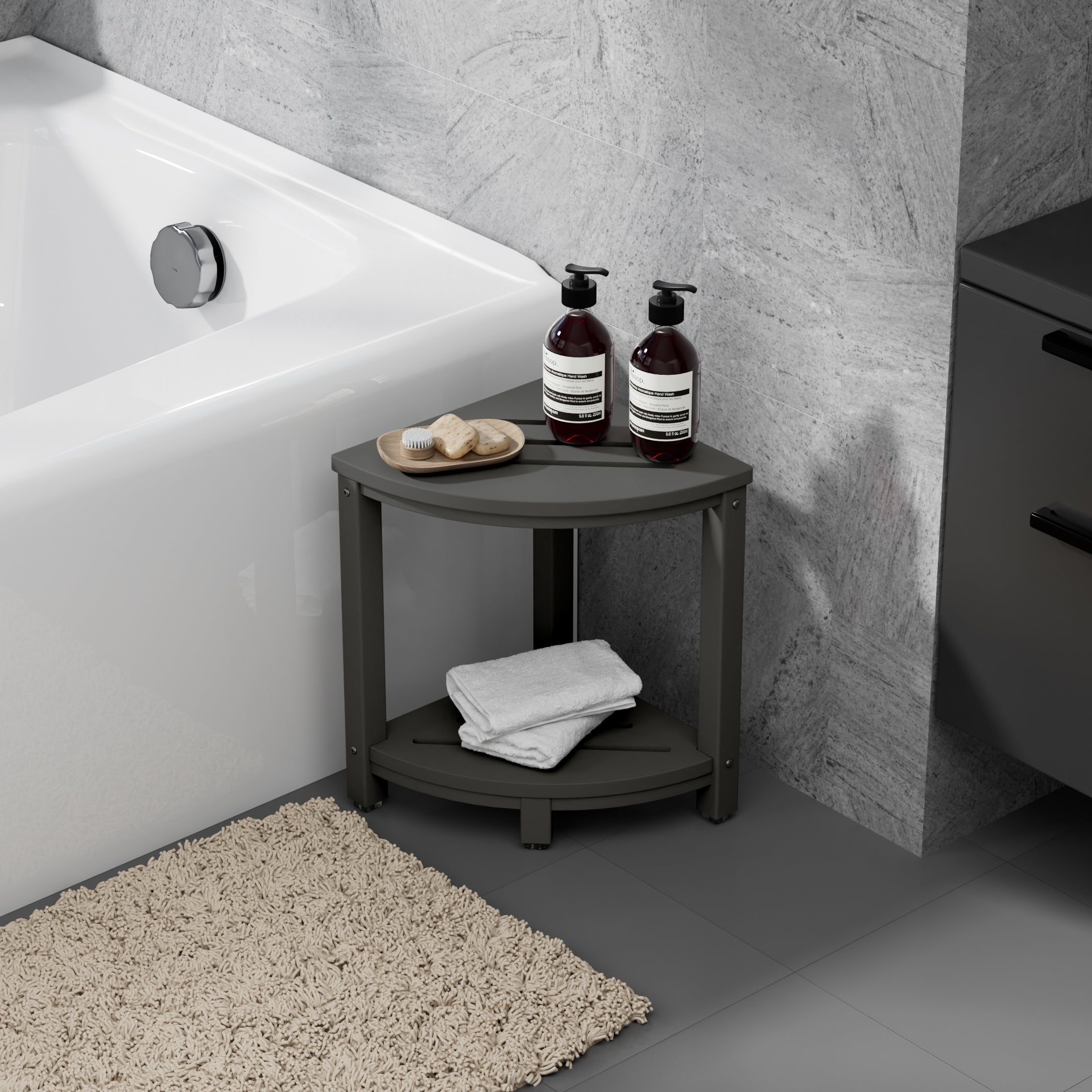Sage HDPE Plastic Waterproof Shower Corner Bench
