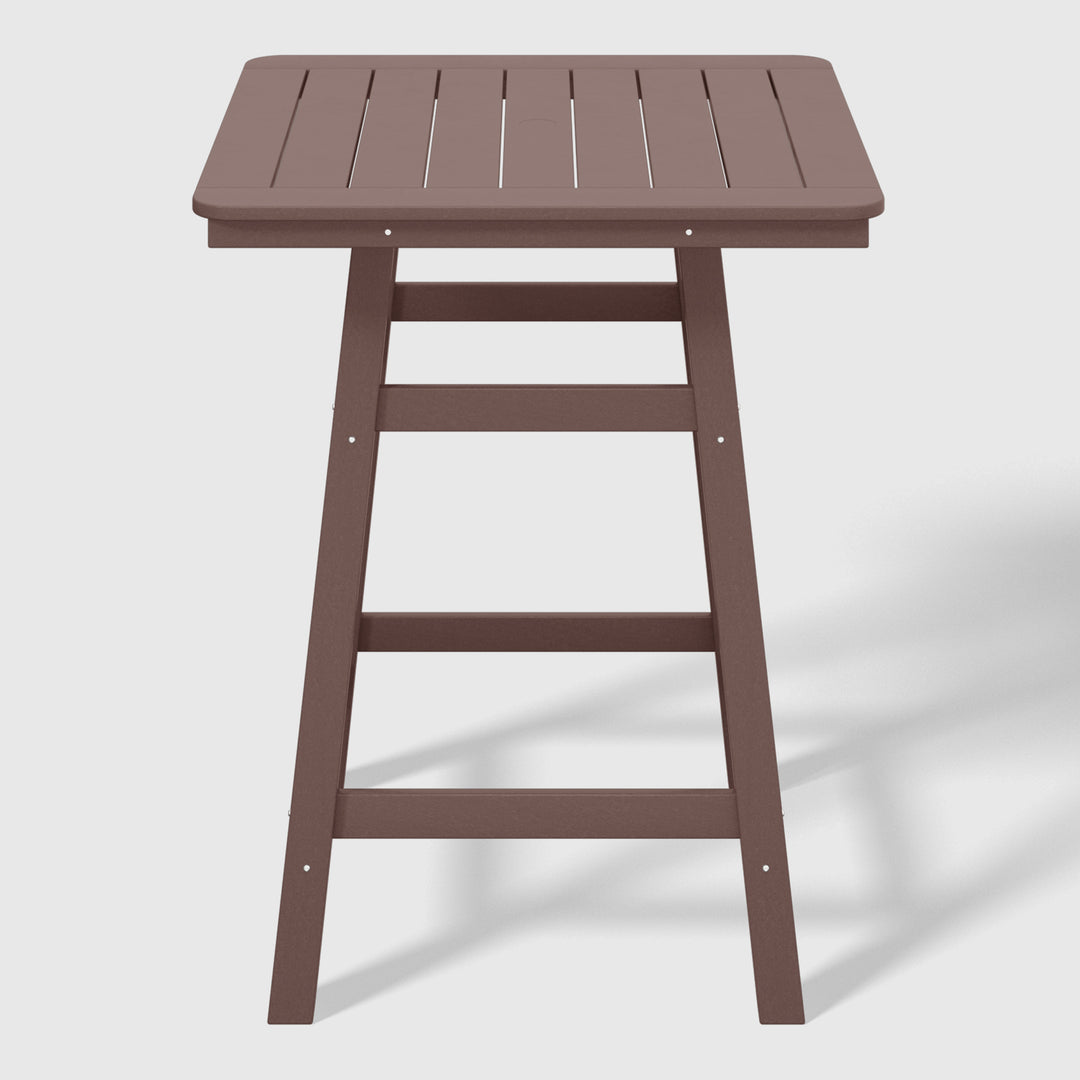 Malibu 30" Square Outdoor Patio Counter High Bistro Bar Table With Umbrella Hole