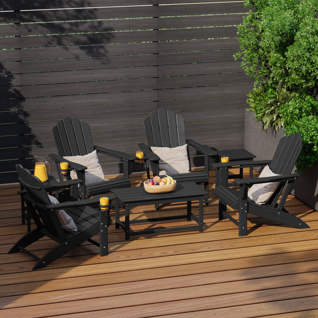 Highland 7-Piece HDPE Outdoor Patio Furniture Adirondack Conversation Set