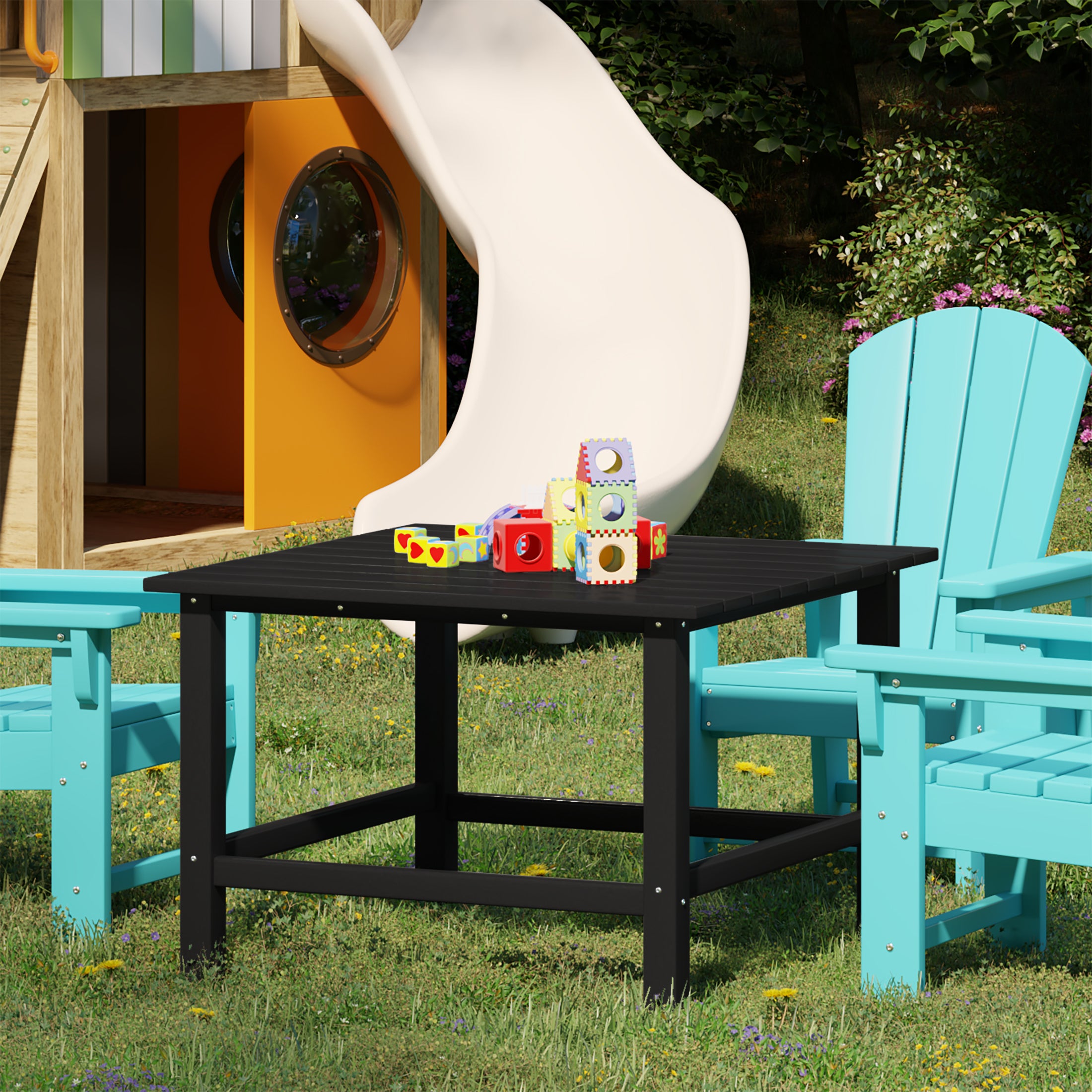 Malibu Kids Outdoor Patio Furniture HDPE 30" Wide Square Dining Table