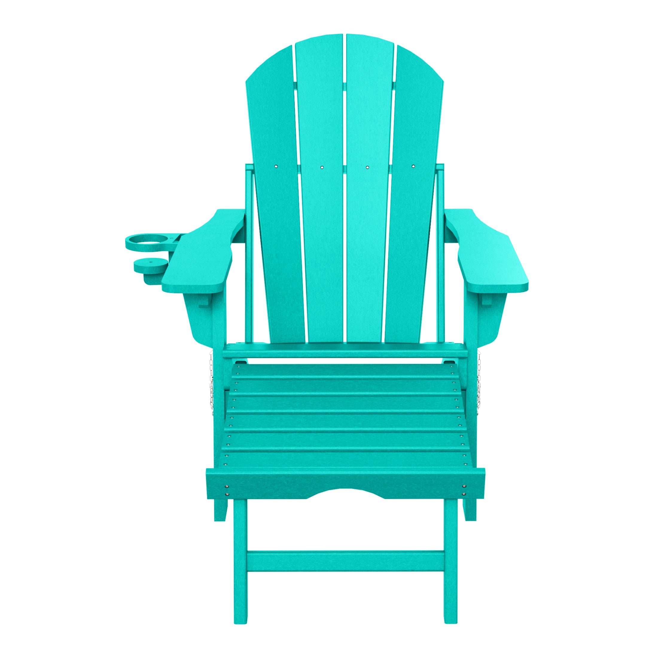 Malibu Folding Adjustable Adirondack Chair with Retractable Ottoman and Cup Holder