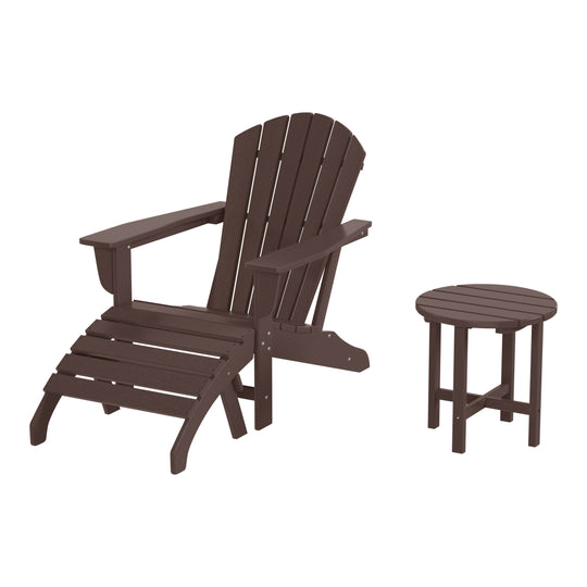 Dylan Outdoor Adirondack Chair With Ottoman And Side Table 3-Piece Set