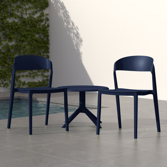 Playa Outdoor Modern Stackable Plastic Patio Bistro Dining Side Chairs (Set of 2)