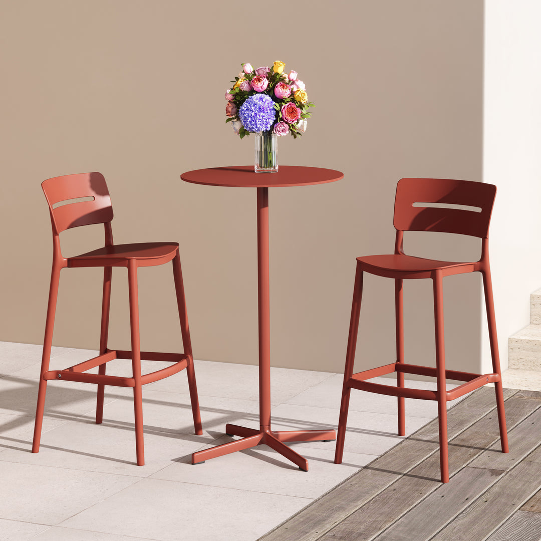 Playa Stackable Polypropylene Resin Plastic Outdoor Patio Bar Stools (Set of 2)