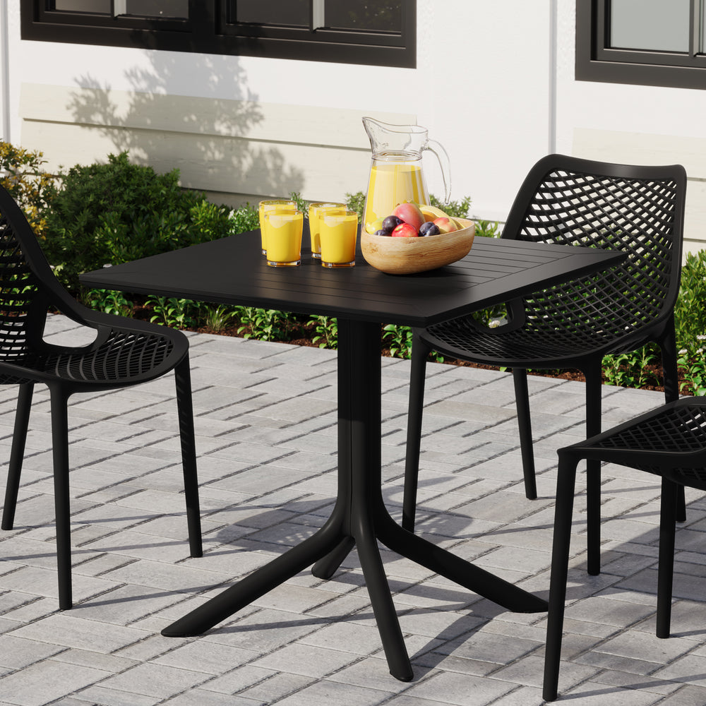 Playa 31.5" Square Outdoor Plastic Resin Patio Dining Table for 4