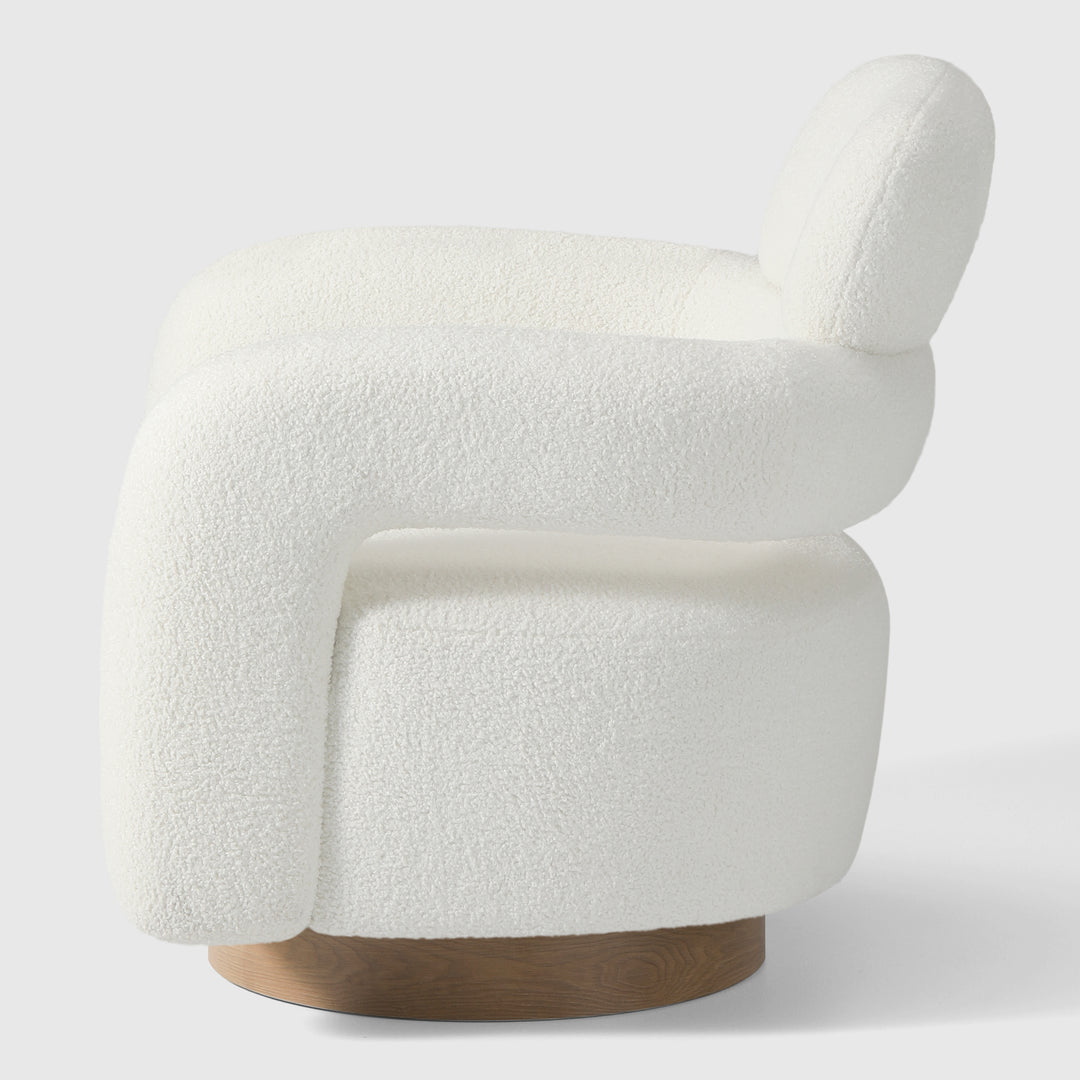 Alexandria Mid-Century Modern Sherpa Swivel Barrel Accent Chair With Storage Ottoman