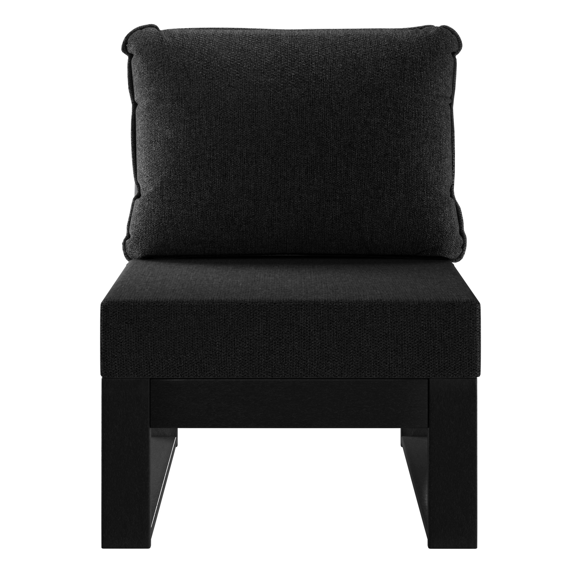 Montara Outdoor HDPE Sectional Armless Chair with Water-Proof Patio Cushions