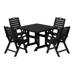 Malibu 5-Piece HDPE Square Patio Dining Table Set with Foldable Chairs