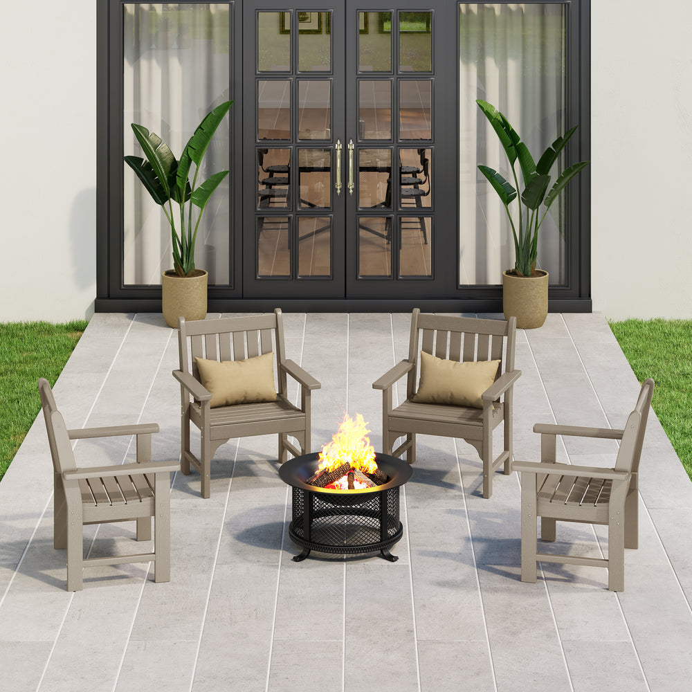 Malibu Outdoor Patio HDPE Adirondack Dining Arm Chairs (Set of 4)