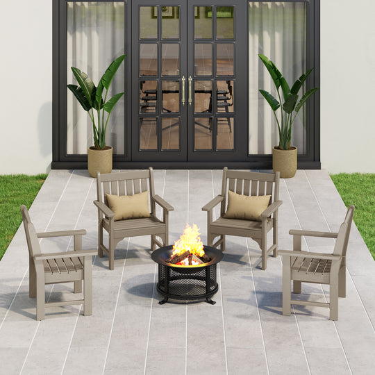 Malibu Outdoor Patio HDPE Adirondack Dining Arm Chairs (Set of 4)