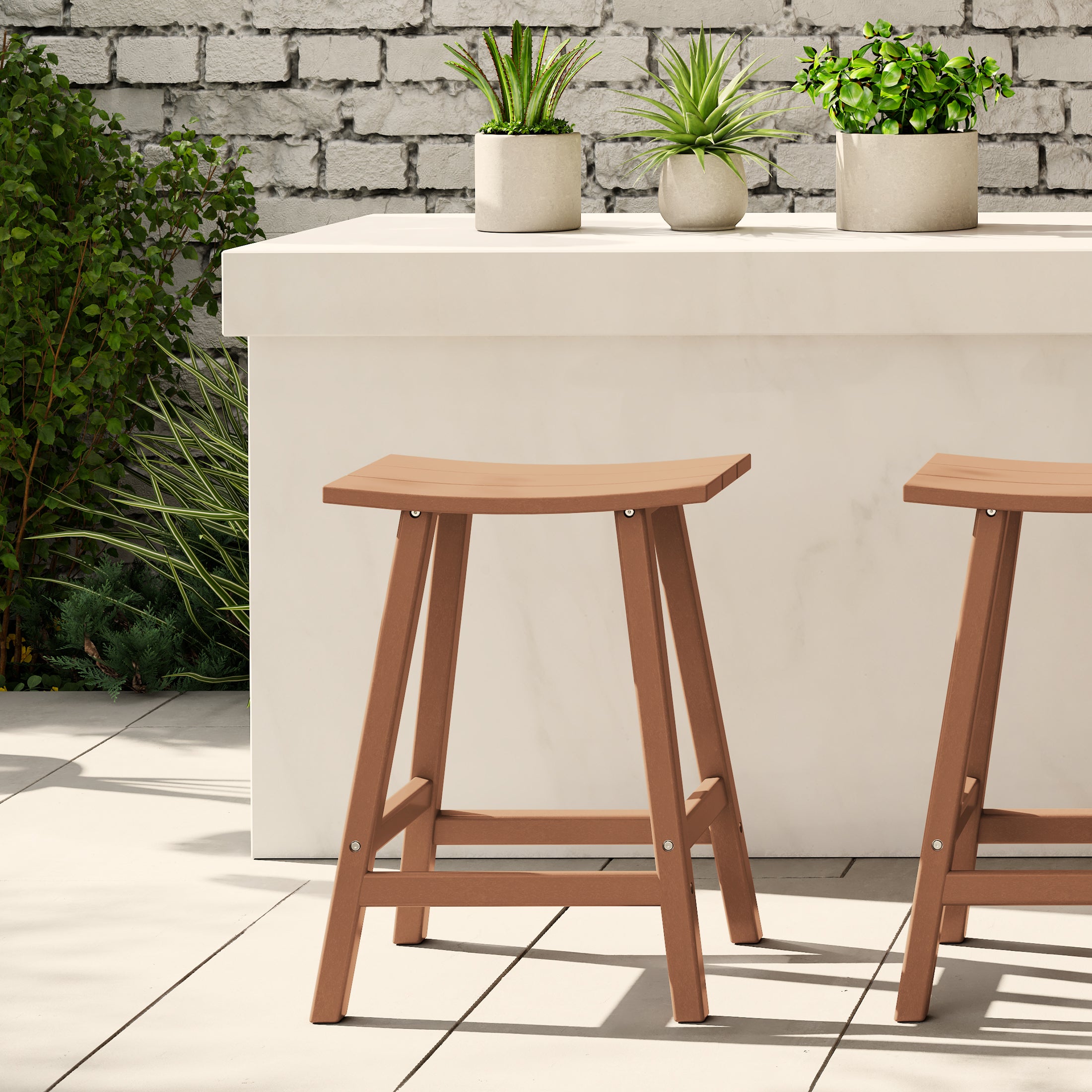 Malibu 24" HDPE Outdoor Patio Counter Height Bar Stool