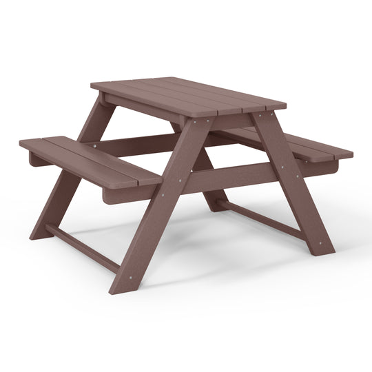 Malibu Outdoor Patio Kids HDPE Plastic Picnic Bench Table