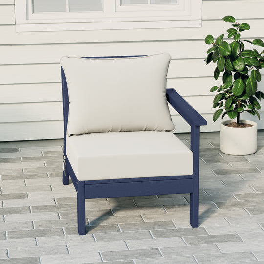 Avalon Outdoor Patio HDPE Right Arm Sectional Corner Club Chair with Patio Cushions