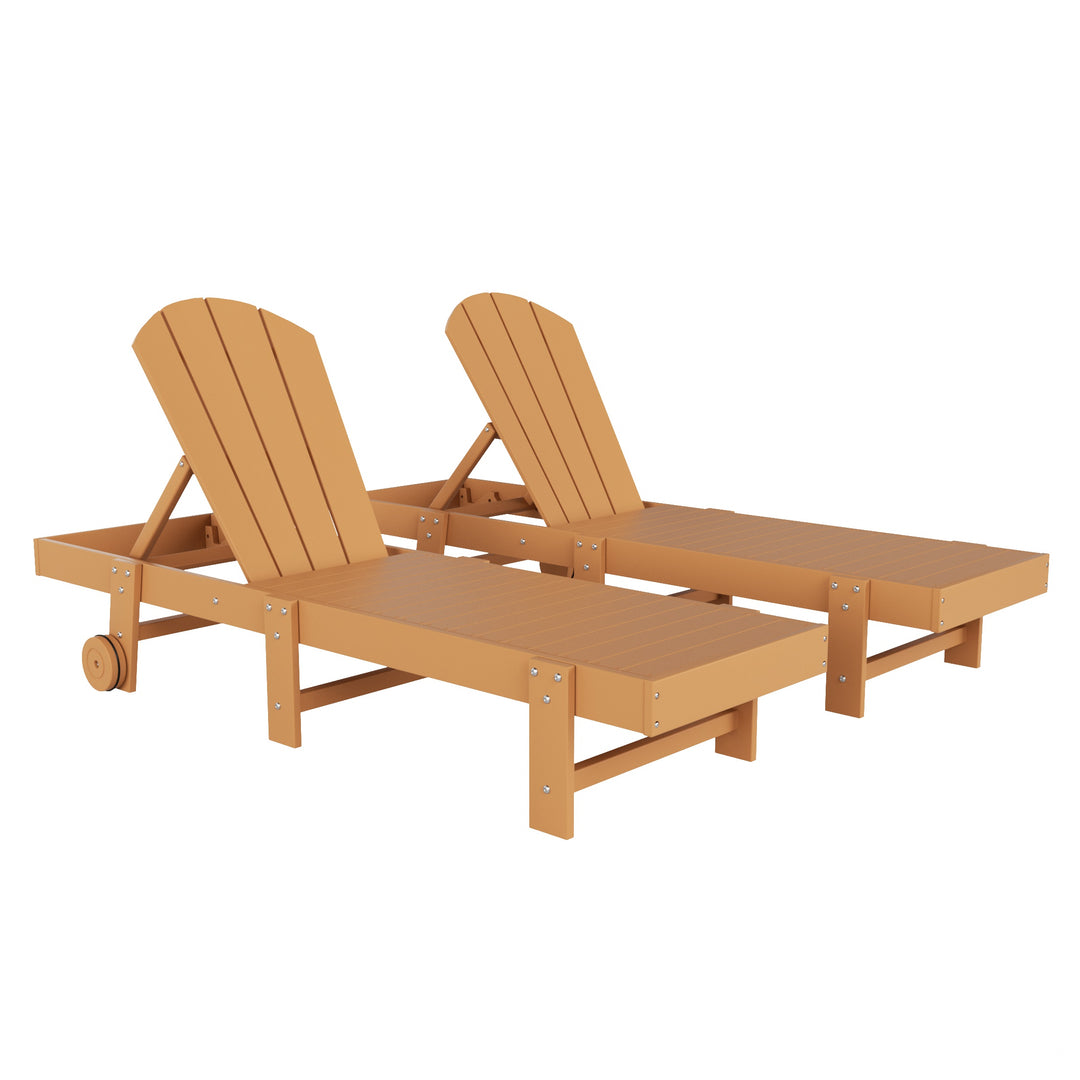 Malibu Adirondack Poly Reclining Chaise Lounge With Wheels (Set of 2)