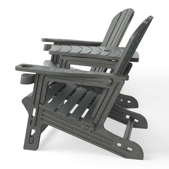 Azura Outdoor HDPE Adirondack Chairs With Connecting Table Tray (Set of 2)