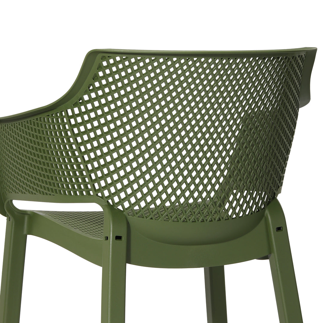 Playa Outdoor Modern Stackable Plastic Resin Patio Dining Armchair (Set of 4)