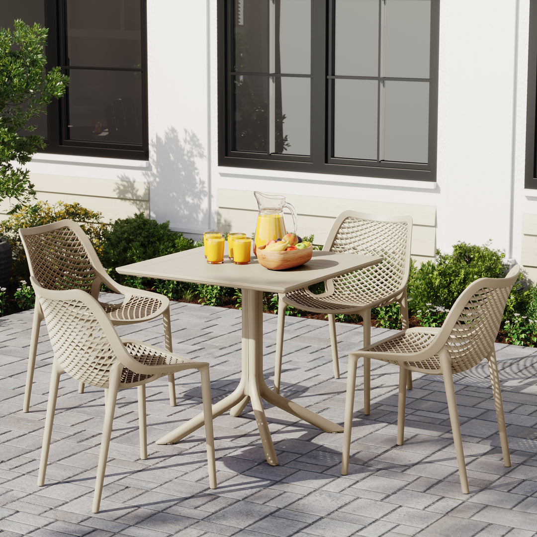 Playa 5-Piece Resin Square Patio Dining Table Set with Stackable Patio Dining Chairs