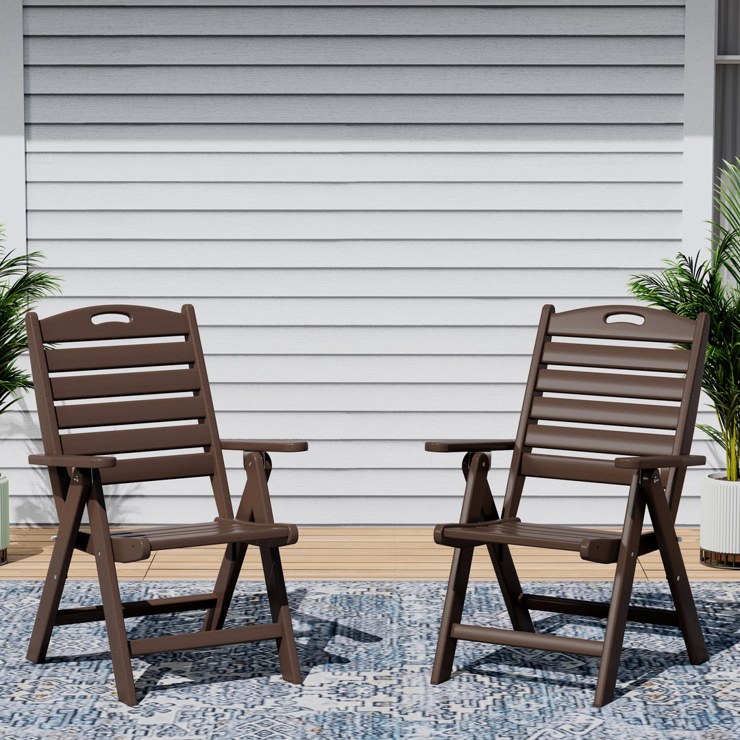 Azura HDPE Adjustable Highback Folding Outdoor Patio Dining Chairs Set of 2