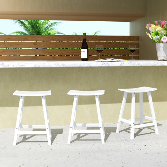 Malibu 24" HDPE Outdoor Patio Counter Height Bar Stools (Set of 3)