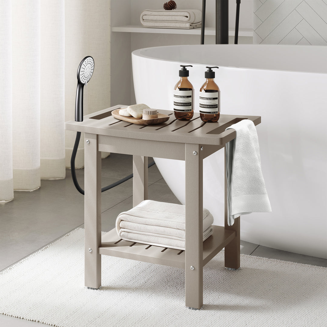 Sage HDPE Poly Plastic Waterproof Bathroom Shower Bench