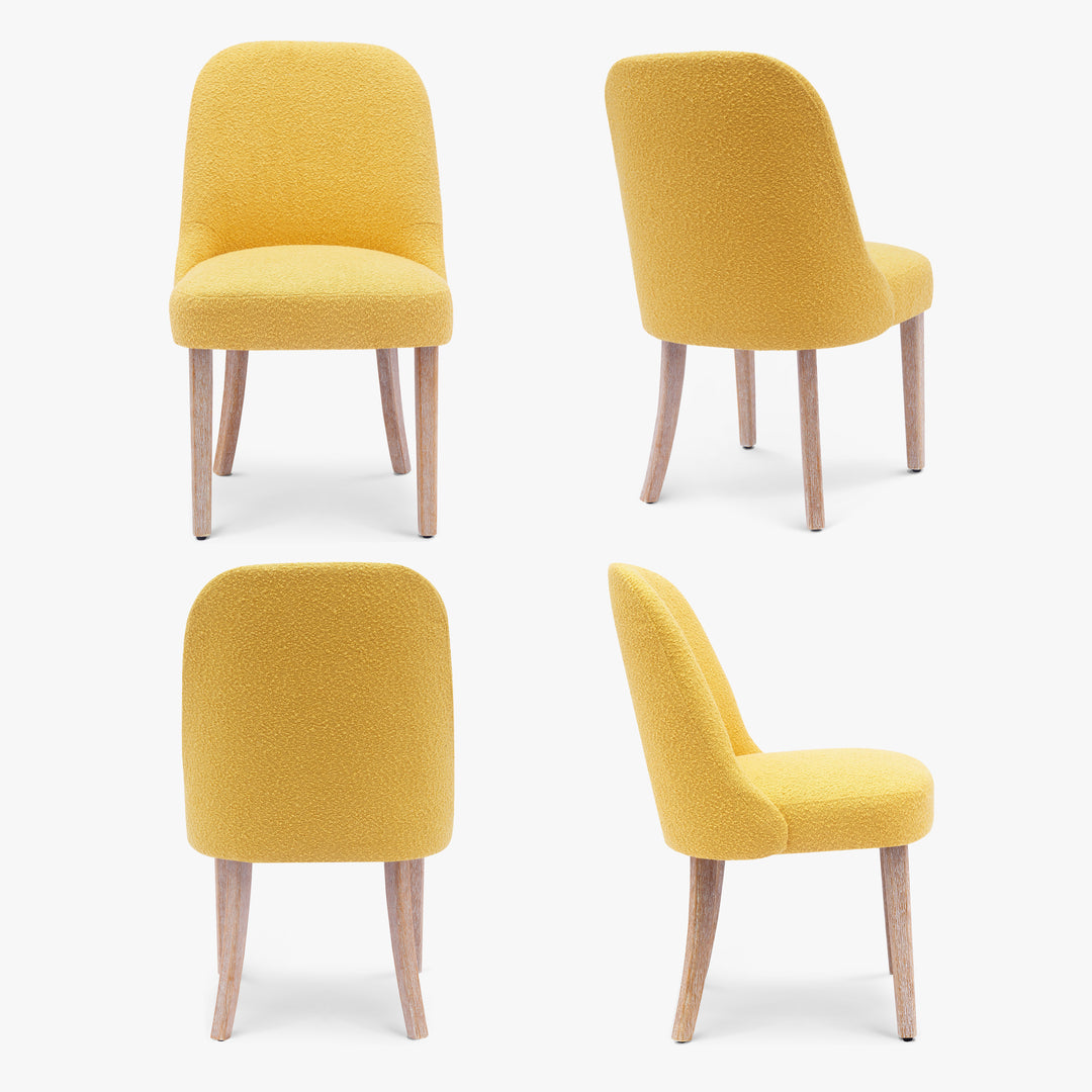 Genevieve Mid-Century Modern Upholstered Boucle Dining Chair (Set of 4)
