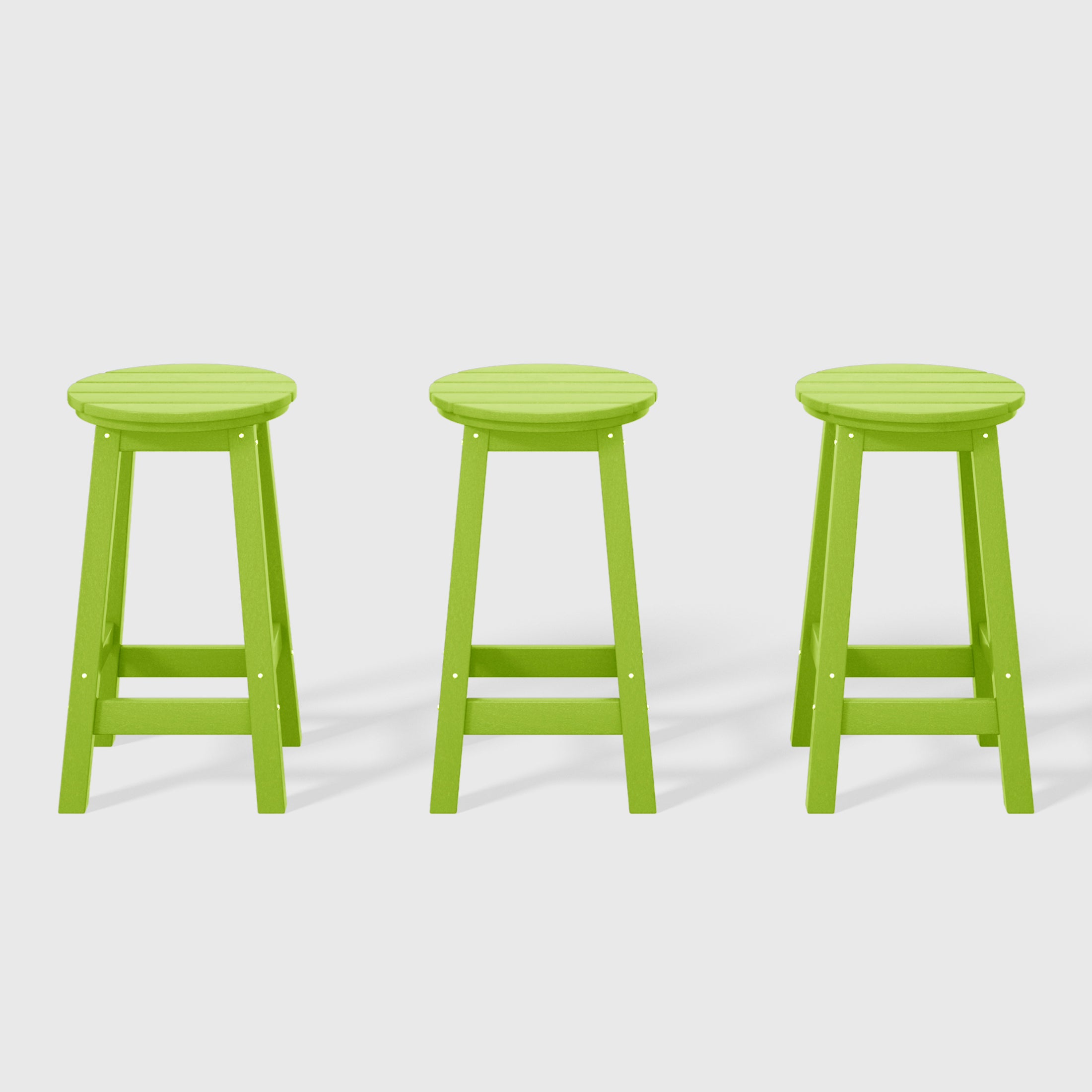 Malibu 24" HDPE Outdoor Patio Round Counter Height Bar Stool Set of 3