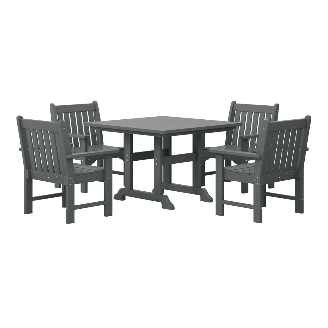 Malibu 5-Piece HDPE Outdoor Patio Chair and Square Table Dining Set