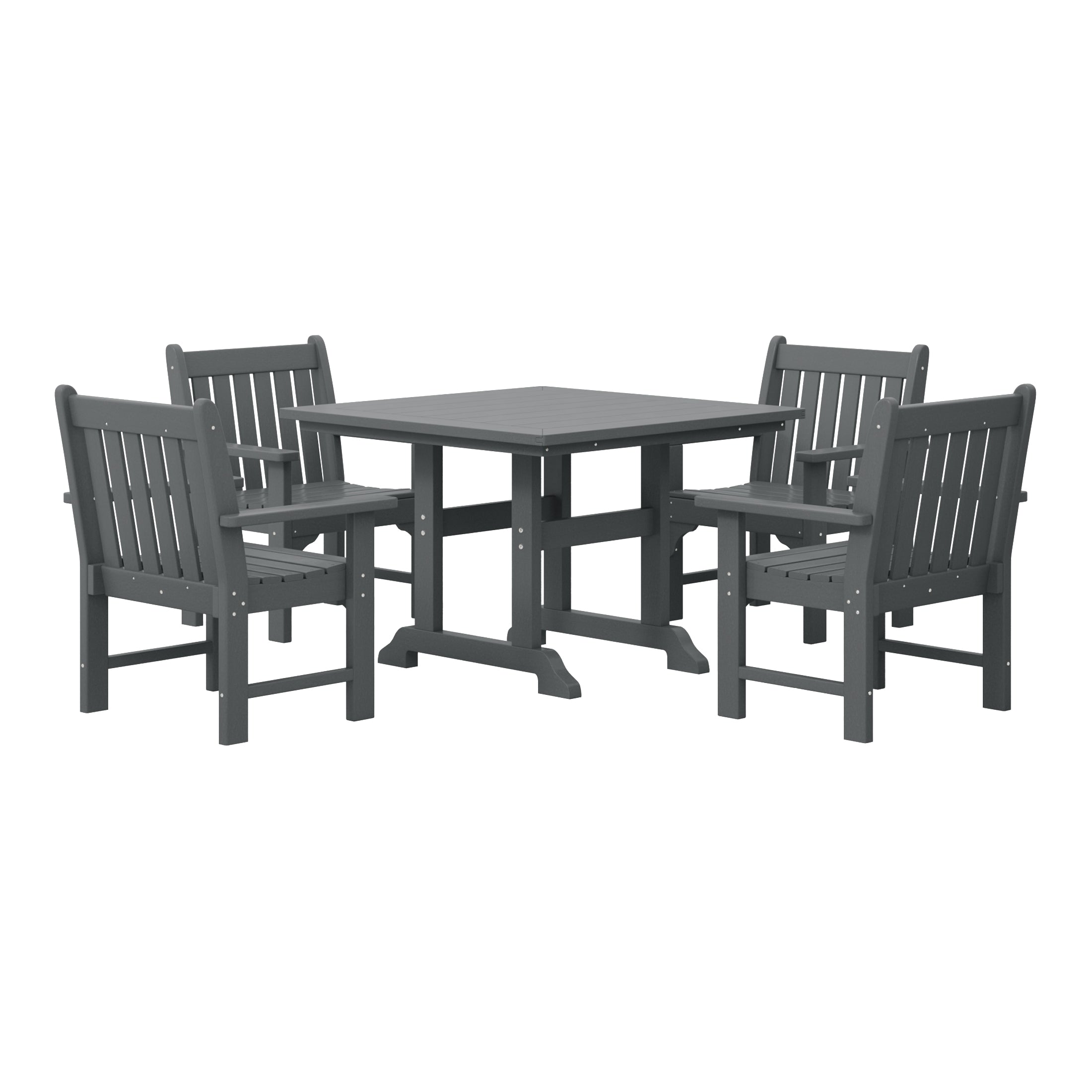 Malibu 5-Piece HDPE Outdoor Patio Chair and Square Table Dining Set