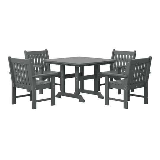 Malibu 5-Piece HDPE Outdoor Patio Chair and Square Table Dining Set