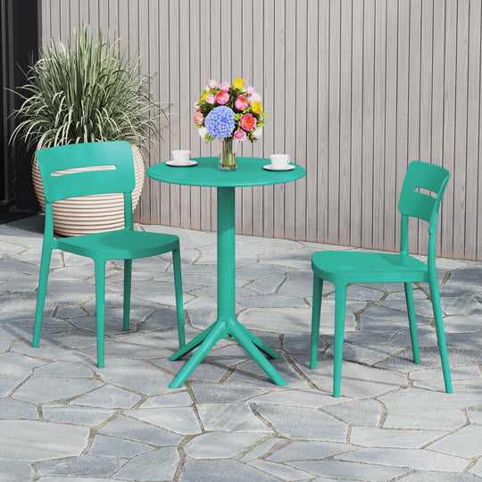 Playa 3-Piece Outdoor Resin Patio Bistro Set with Stackable Patio Dining Chairs