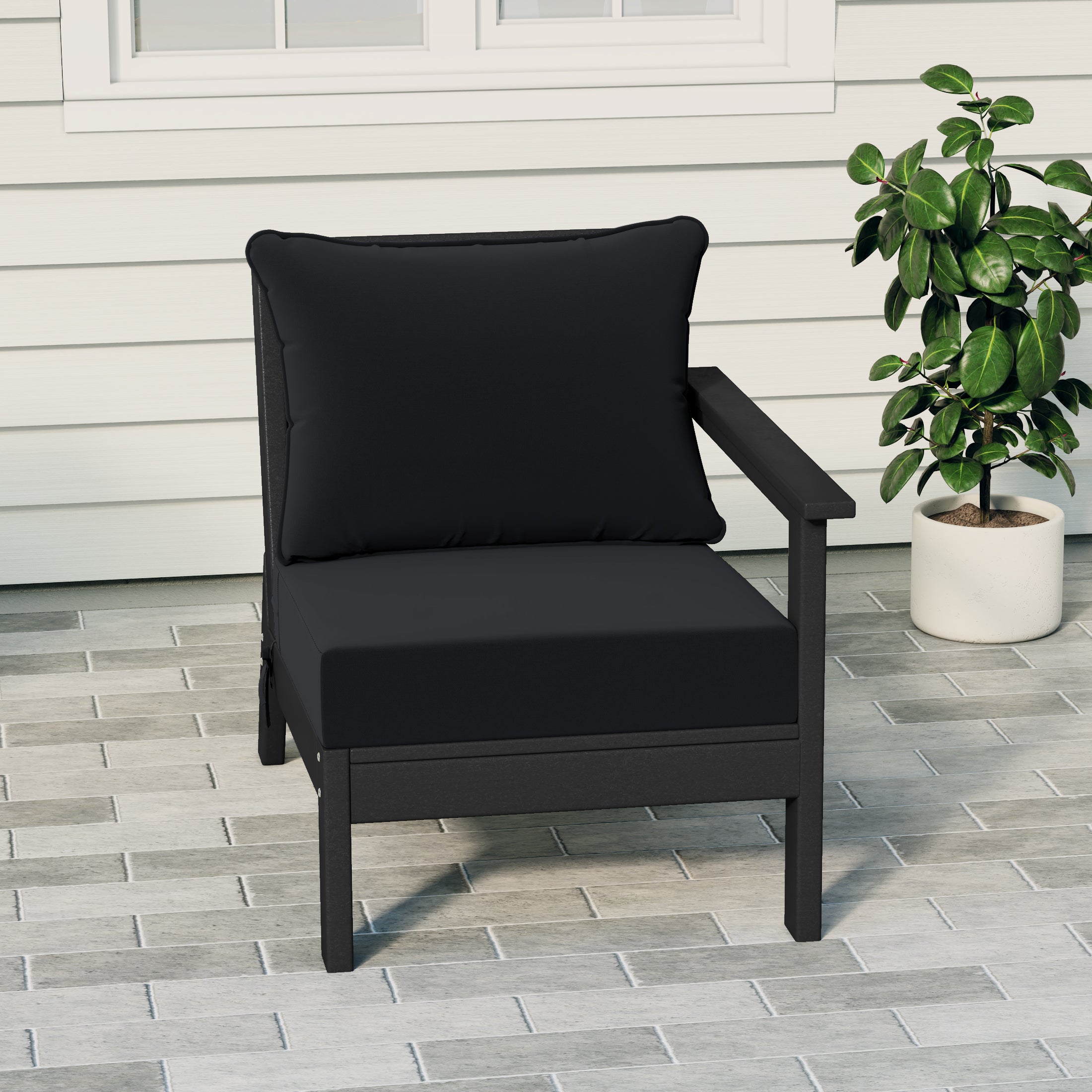 Avalon Outdoor Patio HDPE Right Arm Sectional Corner Club Chair with Patio Cushions
