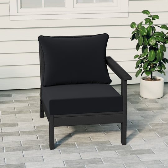Avalon Outdoor Patio HDPE Right Arm Sectional Corner Club Chair with Patio Cushions