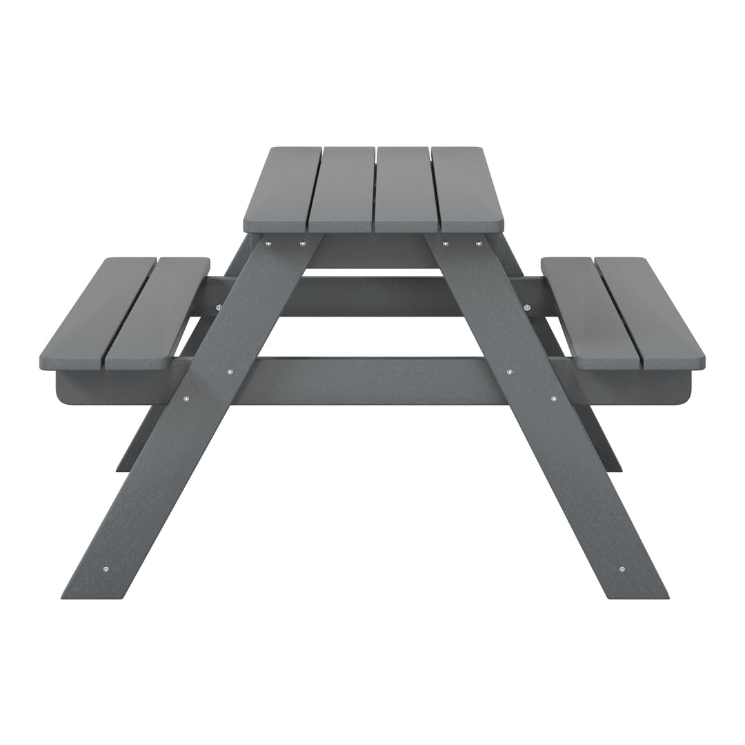 Malibu Outdoor Patio Kids HDPE Plastic Picnic Bench Table