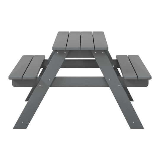 Malibu Outdoor Patio Kids HDPE Plastic Picnic Bench Table