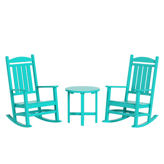 Malibu 3-Piece set Outdoor / Patio rocking chairs with a side table ( 2 seater )