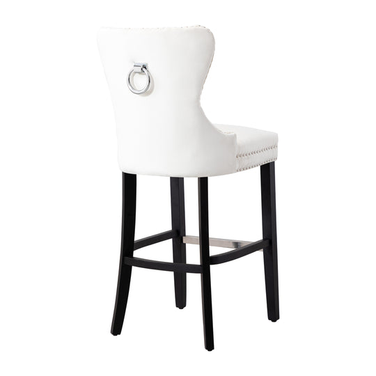 Wordford 29" Tufted Velvet Bar Stool, Black