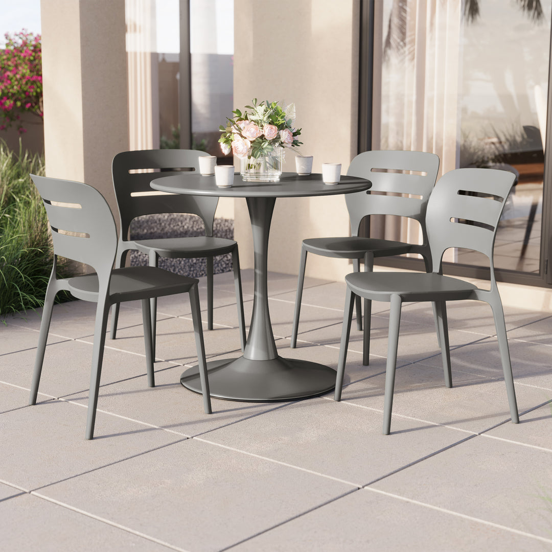 Playa Outdoor Modern Stackable Plastic Patio Dining Side Chairs (Set of 4)