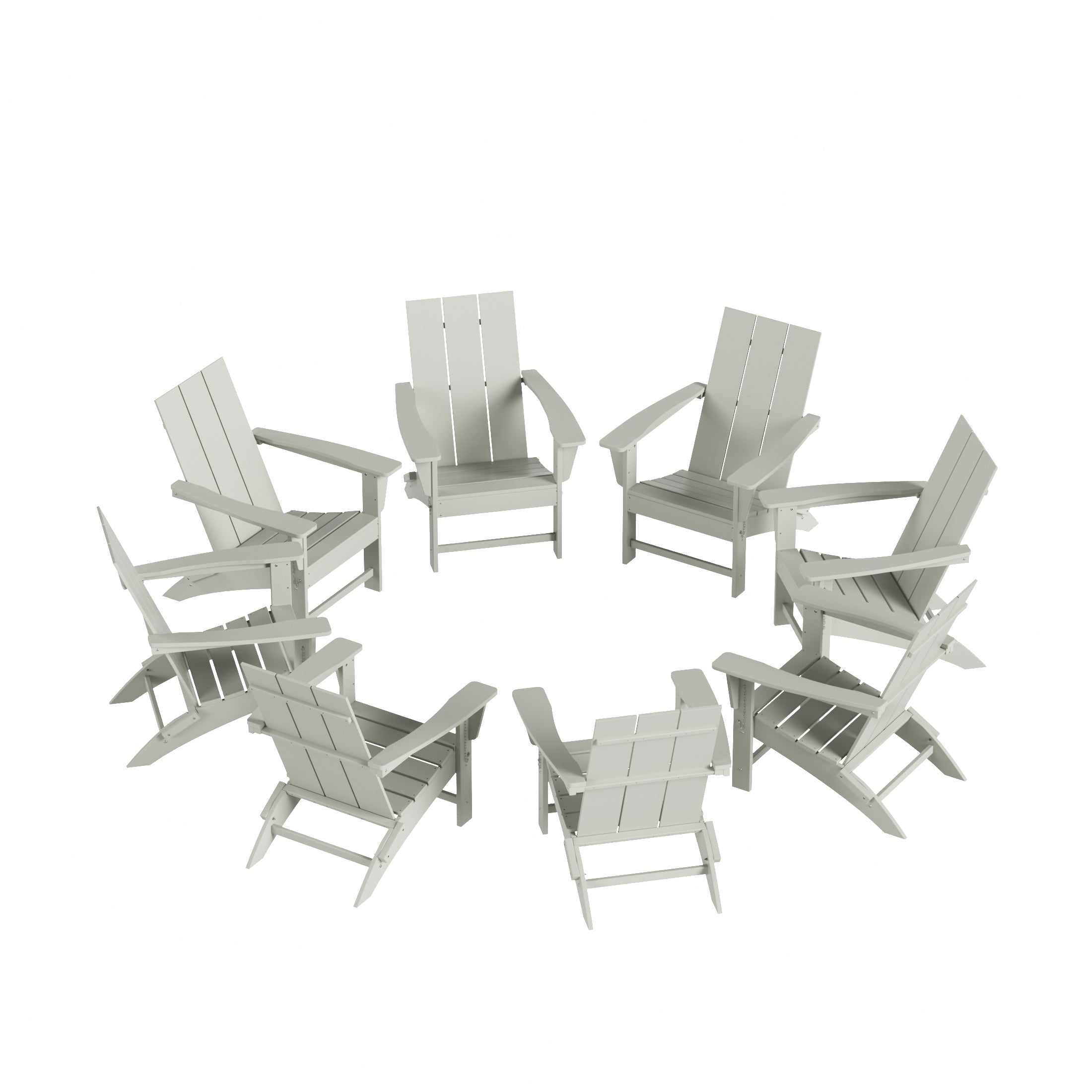 Ashore Modern Poly Folding Adirondack Chair Set (Set of 8)