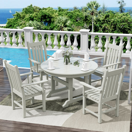 Malibu 5 Piece Outdoor Patio Dining Set Outdoor Round Table and Armchair Set
