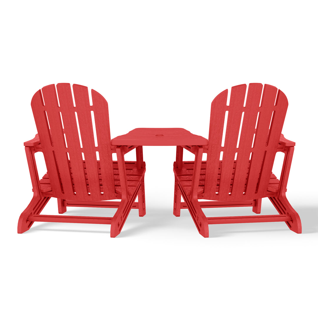 Azura Outdoor HDPE Adirondack Chairs With Connecting Table Tray (Set of 2)