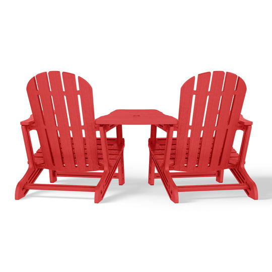 Azura Outdoor HDPE Adirondack Chairs With Connecting Table Tray (Set of 2)