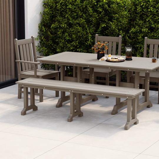 Malibu 65" Outdoor Patio Trestle Dining Bench