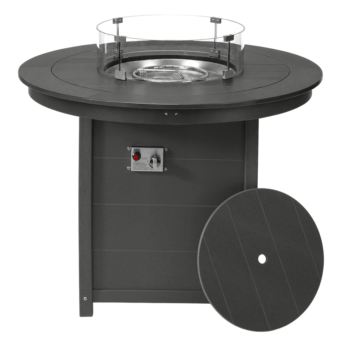 Helios 47" Modern Outdoor Patio Propane Round Counter Height Fire Pit Table