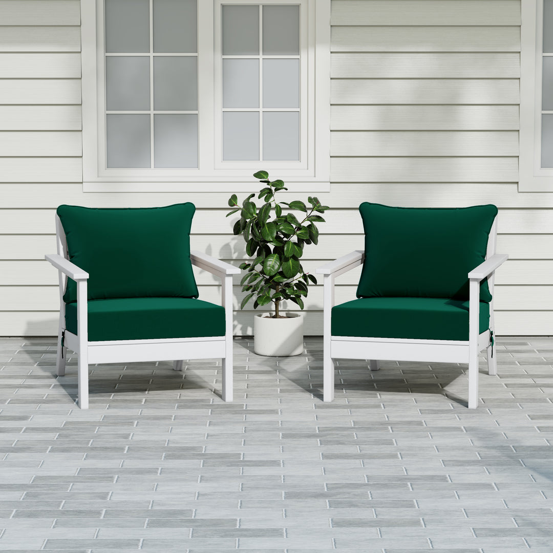 Avalon Outdoor Modern HDPE Patio Club Chairs with Deep Seat Cushions (Set of 2)