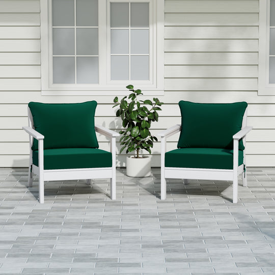 Avalon Outdoor Modern HDPE Patio Club Chairs with Deep Seat Cushions (Set of 2)